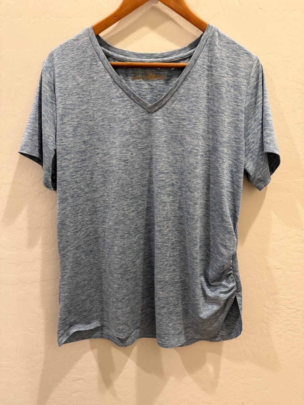 Sam Edelman | Ruched V-Neck Tee in Heather Blue XL